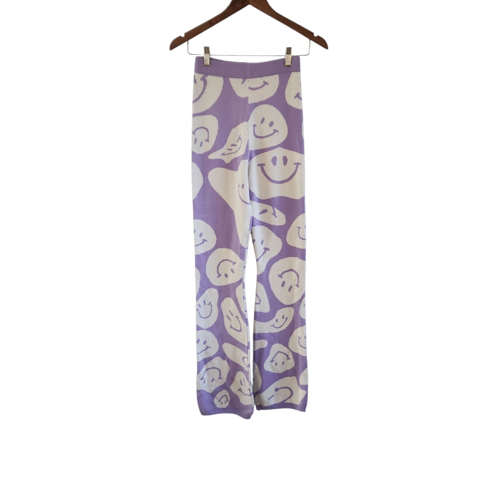 Bailey Rose Purple Face Soft Viscose Knit Stretch Pull On Pants Size XS Festival